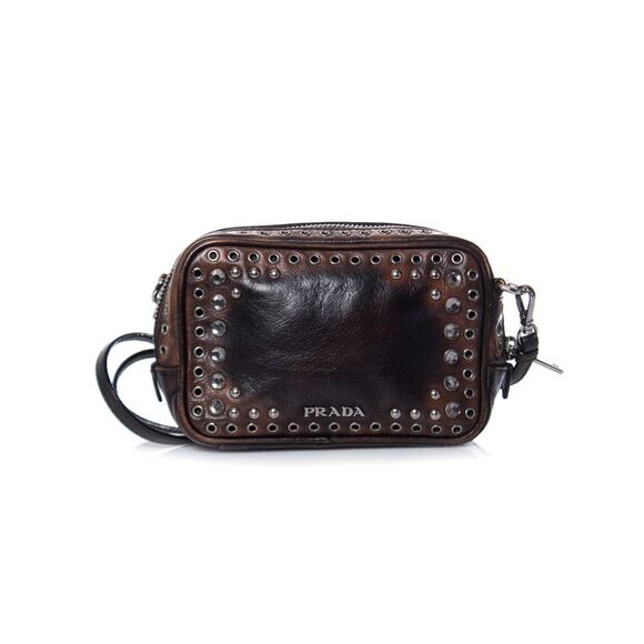 Prada Handbags - Prada, Vitello vintage embellished camera messenger bag.